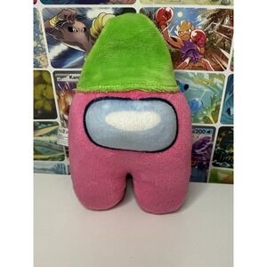 Among Us Pink Crewmate Plush 6"Keychain Green Hat